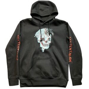 XXXTentacion Hoodie Mens‎ Medium Black Skull Grunge Spell Out Pullover Gothcore